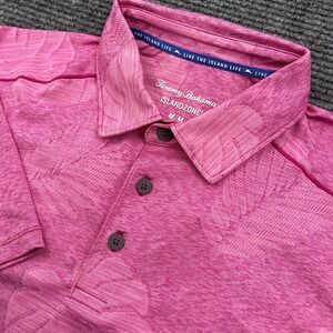 Tommy Bahama Polo Shirt Men's‎ Medium Delray Frond Performance Berry Pink SS NWT